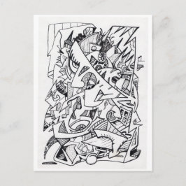 Andra Flygplan här, bläck teckning vykort