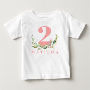 Andra födelsedag/barr + blommigtens ålder t shirt