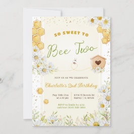 Andra födelsedag: Bee Two Girl Bumblebee Inbjudningar