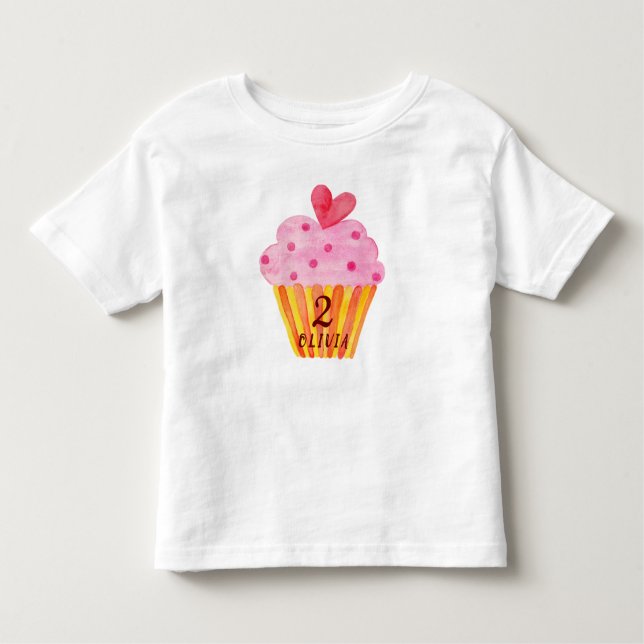 Andra födelsedag - Cupkaka bakar flickors vattenfä T Shirt (Framsida)
