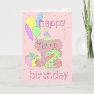 Andra födelsedag Elephant för flickor Kort