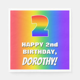 Andra födelsedag: färgstark, Roligt Rainbow Mönste Pappersservett