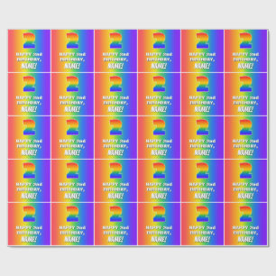 Andra födelsedag: färgstark, Roligt Rainbow Mönste Presentpapper