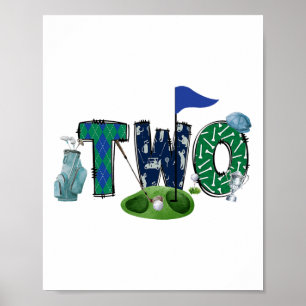 Andra födelsedag Golf-Temapartyet Golf Girl Boy Bi Poster