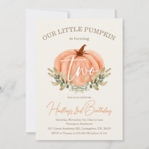 Andra födelsedag: Lilla Pumpkin Fall / Hösten Inbjudningar
