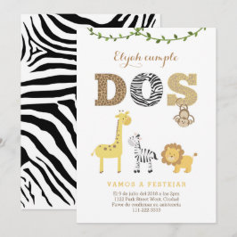 Andra födelsedag på spanska, Safari-Tema Inbjudningar