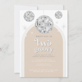 Andra födelsedag Silver Retro Disco Glitter Inbjudningar