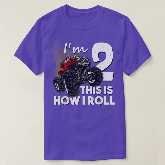 Andra födelsedag T Boy Monster Lastbil 2 år gammal Shirt (Design framsida)