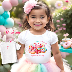 Andra födelsedag Två söta Cute Donut Girl Namn T Shirt