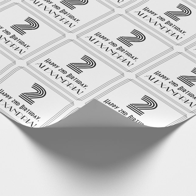 Andra födelsedagen: Art Deco Inspired Stil "2" + N Presentpapper (Hörn)