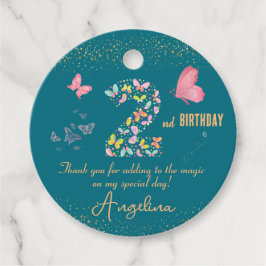 Andra födelsedagen: "Butterfly Kisses & Thankful Ö Gåvor Etiketter