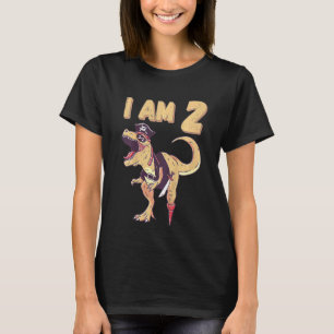 Andra födelsedagen Dino 2 år Pirat Tyrannosauru T Shirt