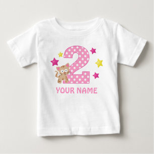 Andra födelsedagen Kattunge Girl Personlig T-shirt