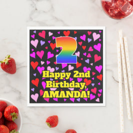 Andra födelsedagen: Loving Hearts Mönster, Regnbåg Pappersservett