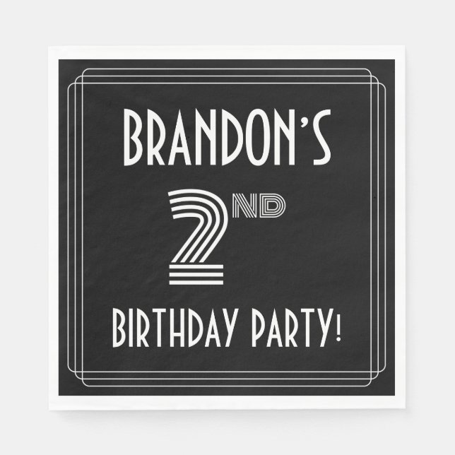 Andra födelsedagen Party: Art Deco Stil + eget nam Pappersservett (Framsidan)