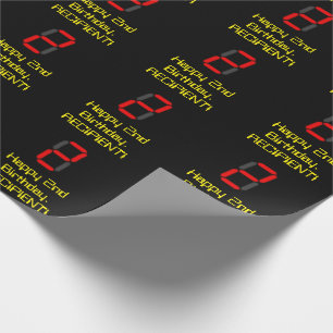 Andra födelsedagen: Red Digital Clock Stil "2" + Presentpapper