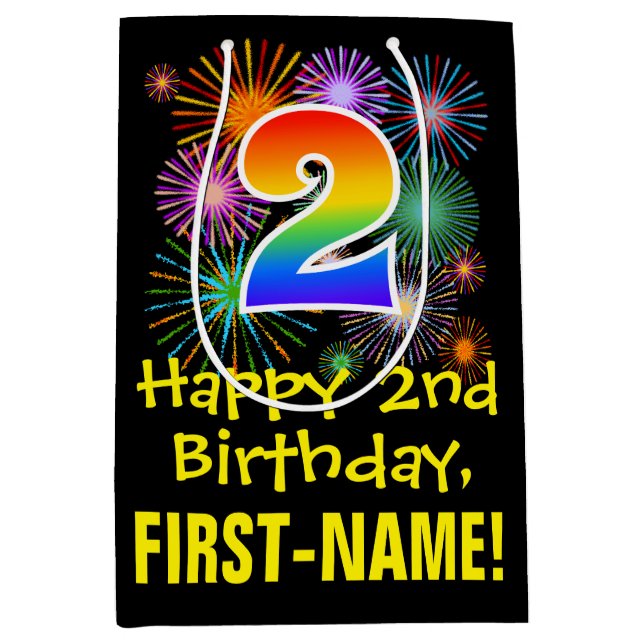 Andra födelsedagen: Roligt Fireworks Mönster + reg (Framsidan)