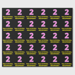 Andra födelsedagen: Rosa Rand och örhängen "2" Presentpapper