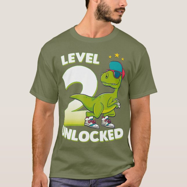 Andra födelsedagen T Shirt Dinosaur Rex 2 år gamma (Framsida)