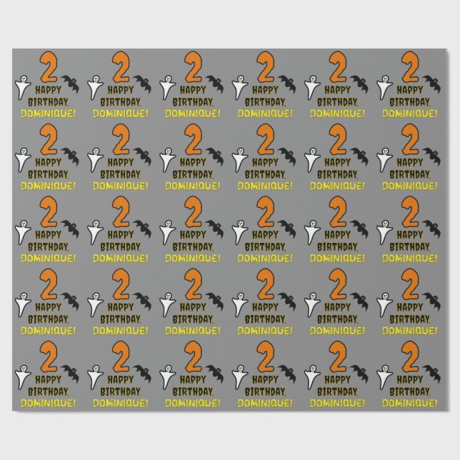 Andra födelsedagen: Taloky Halloween-tema + anpass Presentpapper (Platt)