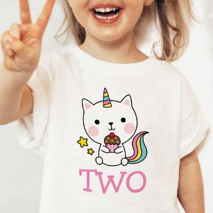 Andra födelsedagen - två katt Unicorn T-Shirt