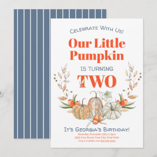 Andra födelsedagen: vår lilla pumpkin Watercolor F Inbjudningar