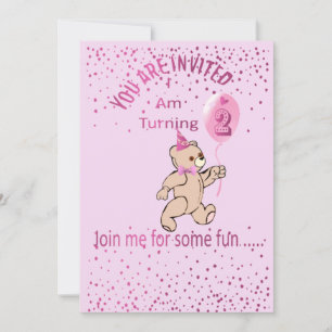 Andra födelsedags rosa inbjudan