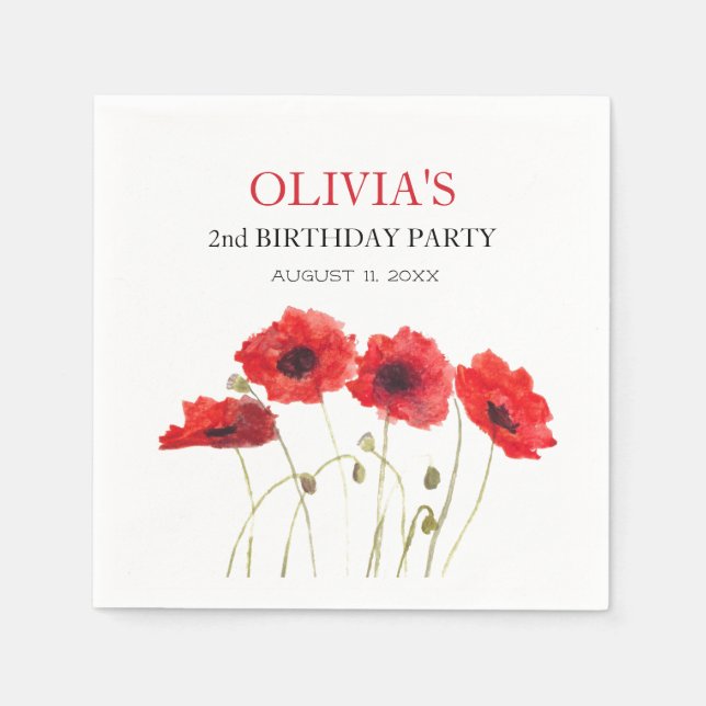 Andra Födelsedagsfesten Poppies Flicka Pappersservett (Framsidan)
