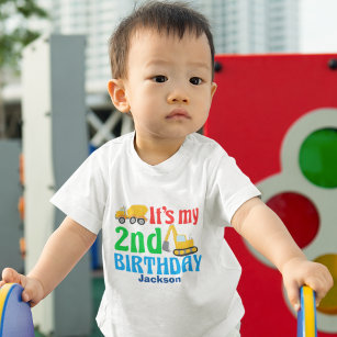 Andra födelsedagstjudet - Kids Construction Fordon T Shirt