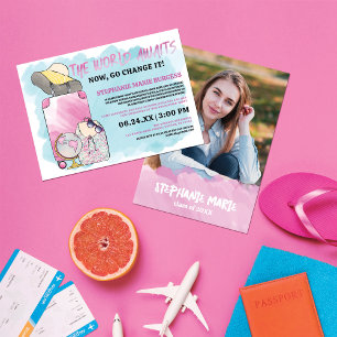 Ändra fotnoten World Watercolor Studenten Inbjudningar