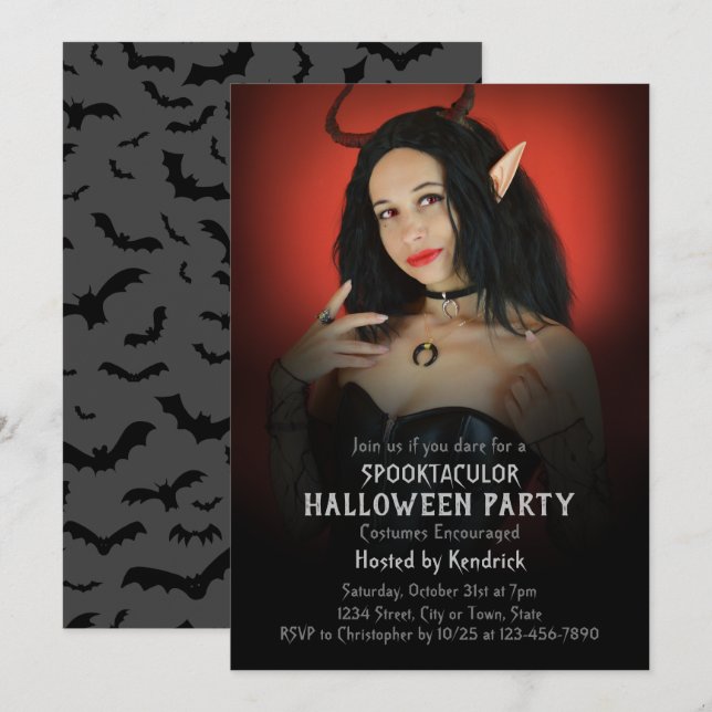 Ändra fotobild Halloween Costume Party Inbjudningar (Fram/baksida)