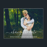 Ändra fotot för datummodigt Trendig Vykort<br><div class="desc">Modern Trendig-skript ändrar datum för Bröllop-uppskjutning,  par foto-vykort</div>