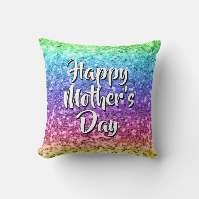 Ändra Gnistra för Mors dag Mamma-regnbåge Kudde (Framsida)