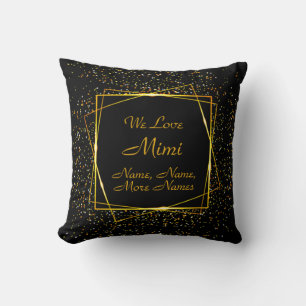 Ändra Grandma Mimi Namn Add Kids Namn Black Guld Kudde