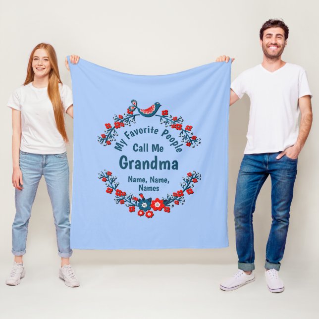 Ändra Grandmor Namn Add Kids - Favorite People Fleecefilt (På plats)