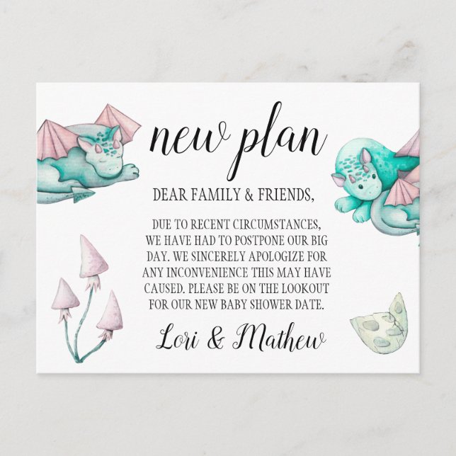 Ändra händelsemeddelande för Dragon Baby Shower Vykort (Framsida)