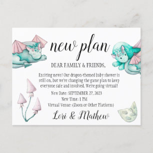 Ändra händelsemeddelande för Dragon Baby Shower Vykort
