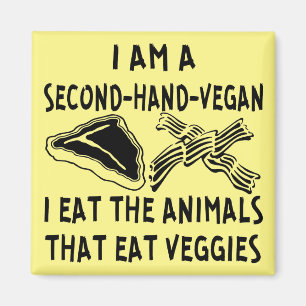 Andra handen Vegan jag åt djuren som äter Veggi Magnet