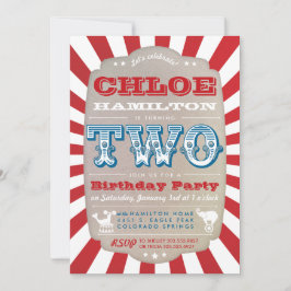 Andra inbjudan till cirkus-karnival-parti på födel