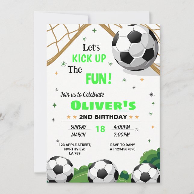 Andra inbjudan till fotbollsturnering på födelseda (Framsida)