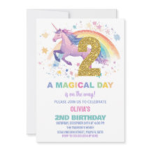 Andra inbjudan till Unicorn Birthday