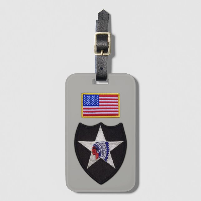 Andra Inf Div Infantry-divisionens veterinärer Bagagebricka (Framsida vertikal)