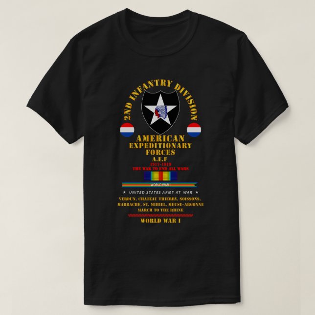 Andra infanteridivisionen AEF WWI X T Shirt (Design framsida)