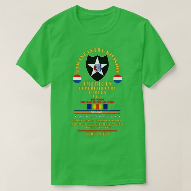 Andra infanteridivisionen AEF WWI X T Shirt (Design framsida)