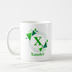 Ändra initial bokstav namn Grön Vit Cirkel X Y Z Kaffemugg