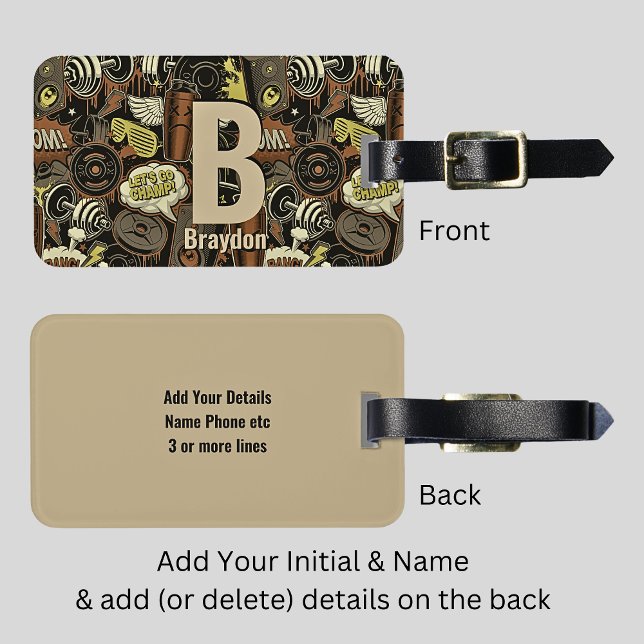 Ändra initial, Lägg till (ta bort) Namn, Gym Life Bagagebricka (Skapare uppladdad)