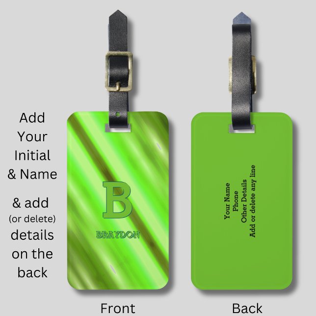 Ändra inledande Lägg till Namn Soft Grönt Olive Ra Bagagebricka (Skapare uppladdad)