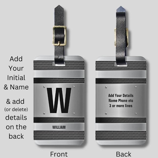 Ändra inledande, Lägg till (ta bort) Namn, Silver  Bagagebricka (Skapare uppladdad)
