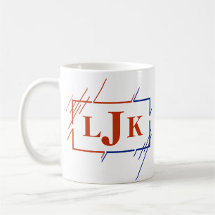 Ändra inledande monogram Blåblå streck i J K L Kaffemugg