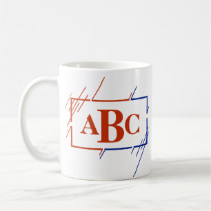 Ändra inledande monogram brun blå streck A B C D Kaffemugg